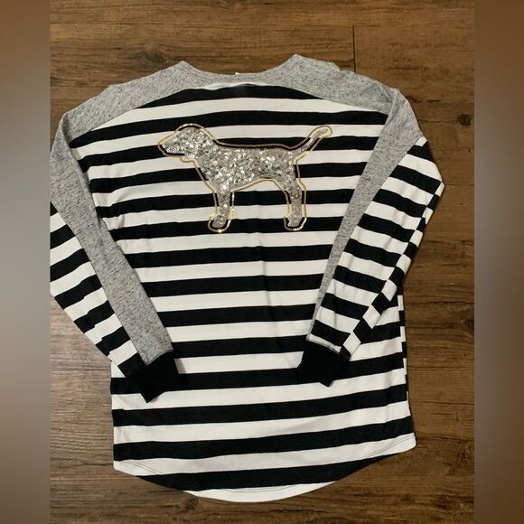 Victoria’s Secret Pink Bling Stripe Dog Tshirt/ Leggings Outfit set S - Picture 2 of 11